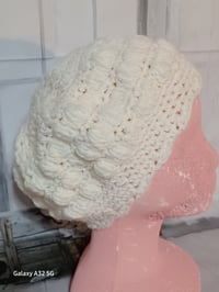Image 2 of Handcrafted Crochet Winter Hat Cream White