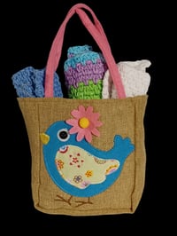 Image 1 of Dishcloth Set with Burlap Bag