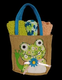 Image 1 of Dishcloth Set with Burlap Frog Bag