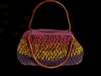 Image 1 of Handmade Crochet Puff Stich Bag with Vintage Handles