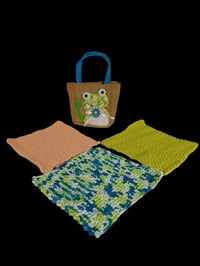 Image 2 of Dishcloth Set with Burlap Frog Bag
