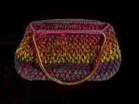 Image 2 of Handmade Crochet Puff Stich Bag with Vintage Handles