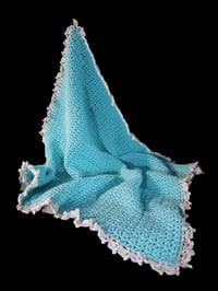 Image 1 of Sky Blue Crocheted Baby Blanket