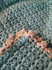 Image 2 of Sky Blue Crocheted Baby Blanket