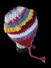 Image 3 of Red Scrappy Hat w/ Ear Tabs Handcrafted