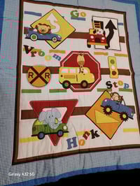 Image 2 of Baby or Toddler Traffic Signs Animal Quilt