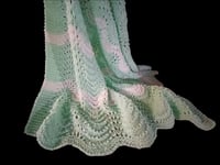 Image 3 of Handmade Baby Blanket Mint Green &amp; White