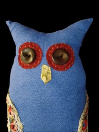 Image 2 of Blue Owl Pillow w/ Doily Accents