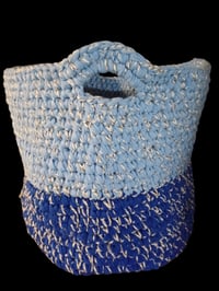 Image 3 of Crocheted Large Blue Storage Basket