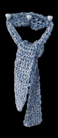 Image 1 of Handmade Crochet Blue &amp; White Scarf