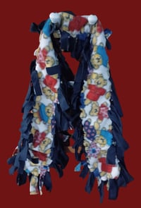 Image 1 of Two Layer Fleece Teddy Bear Scarf w/ Fringe