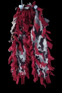 Image 1 of Two Layer Camo/Red Fleece Scarf w/Fringe