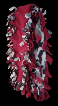 Image 2 of Two Layer Camo/Red Fleece Scarf w/Fringe