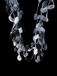 Image 3 of Crochet Skinny Pom-Pom Scarf Black &amp; White