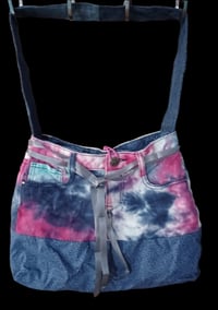 Image 1 of Blue &amp; Pink Print Recycled Bag/Purse/Tote