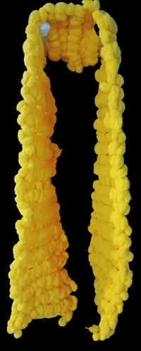 Image 1 of Yellow Fleece Pom Pom Handmade Scarf
