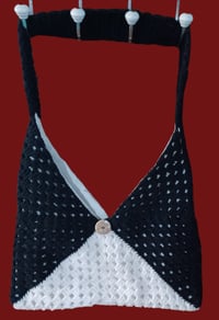 Image 1 of Black &amp; White Handmade Granny Square Tote/Bag
