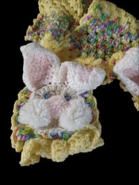 Image 3 of Handmade Bunny Face Crochet Scarf
