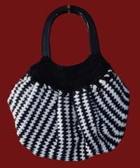 Image 2 of Handmade Crochet Black &amp; White Striped Purse/Tote