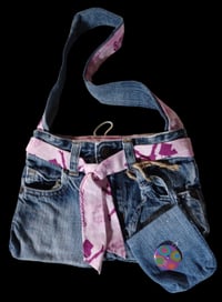 Image 1 of Girl's Upcycled Jean Purse w/Doll Bag