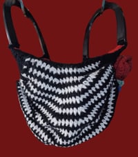 Image 4 of Handmade Crochet Black &amp; White Striped Purse/Tote
