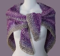 Image 1 of Purple &amp; Gray Triangle Scarf/Shaw