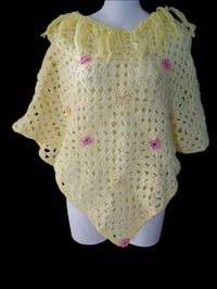 Image 1 of Yellow Granny Square Poncho Handmade