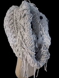 Image 2 of Bulky Cowl w/ Buttons Gray Specks Pattern Handmade