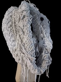 Image 3 of Bulky Cowl w/ Buttons Gray Specks Pattern Handmade