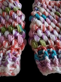 Image 2 of Colorful Puffy Textured Fingerless Gloves