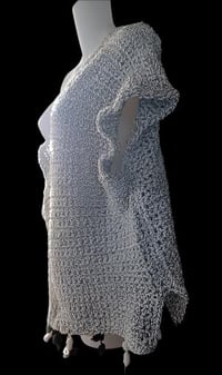 Image 4 of Crochet Gray &amp; White Poncho / Vest