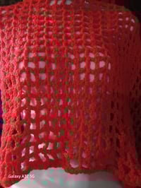 Image 4 of Two Tone Red &amp; Purple Crochet Poncho OS