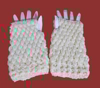Image 2 of Puffy Glitter Fingerless Gloves Handmade