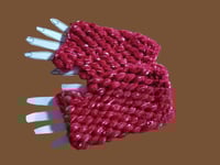 Image 1 of Handmade Puffy Red Fingerless Gloves