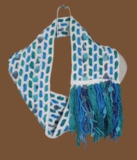 Blue &amp; Green Cowl with Fringe