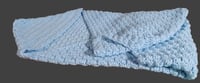 Image 1 of Blue Hooded Baby Handmade Blanket