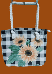 Image 1 of Buffalo Plaid Sunflower Bag
