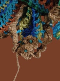 Image 7 of Hand Crochet Triangle Shawl/Scarf Blue Multi