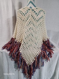 Image 4 of Cream Color Poncho with Fringe