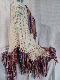 Image 5 of Cream Color Poncho with Fringe