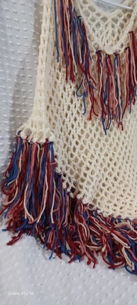 Image 9 of Cream Color Poncho with Fringe