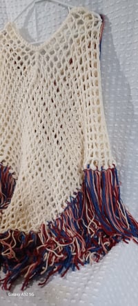 Image 10 of Cream Color Poncho with Fringe