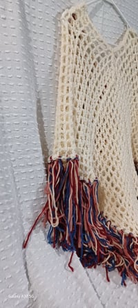Image 11 of Cream Color Poncho with Fringe