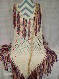 Image 15 of Cream Color Poncho with Fringe
