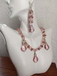 Image 3 of PINK CRYSTAL BEADS, HEMATITE SPACERS, ROSE QUARTZ GEMSTONE CHIPS AND PRECIOSA PINK CRYSTAL PENDANTS