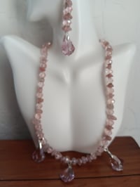 Image 4 of PINK CRYSTAL BEADS, HEMATITE SPACERS, ROSE QUARTZ GEMSTONE CHIPS AND PRECIOSA PINK CRYSTAL PENDANTS