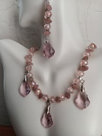 Image 5 of PINK CRYSTAL BEADS, HEMATITE SPACERS, ROSE QUARTZ GEMSTONE CHIPS AND PRECIOSA PINK CRYSTAL PENDANTS