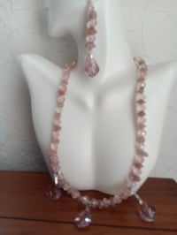 Image 6 of PINK CRYSTAL BEADS, HEMATITE SPACERS, ROSE QUARTZ GEMSTONE CHIPS AND PRECIOSA PINK CRYSTAL PENDANTS