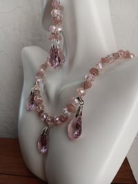 Image 7 of PINK CRYSTAL BEADS, HEMATITE SPACERS, ROSE QUARTZ GEMSTONE CHIPS AND PRECIOSA PINK CRYSTAL PENDANTS