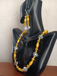Image 7 of CLEAR SWAROVSKI AB ROCKY BEADS, MINI SWAROSKI BICONES, YELLOW HOWLITE TUBES, YELLOW CRYSTAL BEADS 